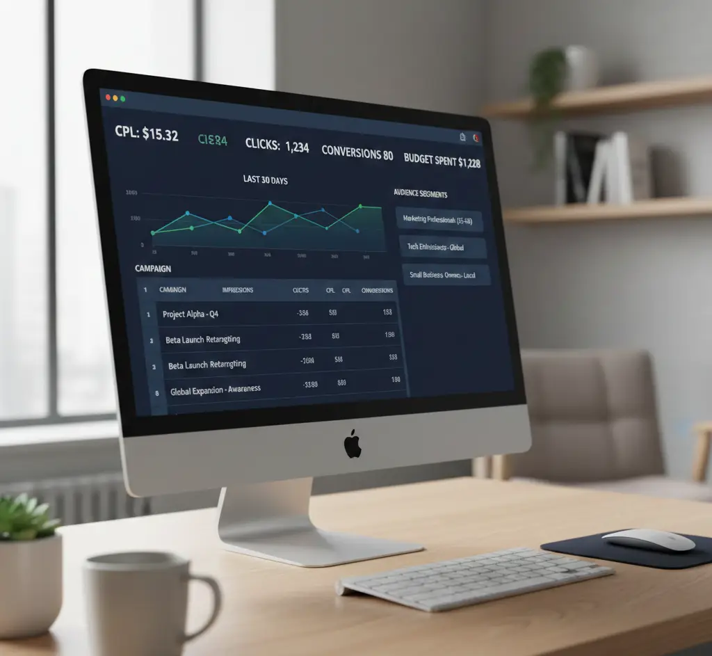 LinkedIn Campaign Manager performance report screen